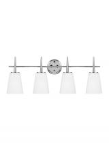 Generation Lighting - Seagull US 4440404EN3-05 - Driscoll contemporary 4-light LED indoor dimmable bath vanity wall sconce in chrome silver finish wi