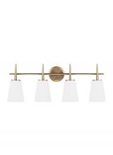 Generation Lighting - Seagull US 4440404EN3-848 - Driscoll contemporary 4-light LED indoor dimmable bath vanity wall sconce in satin brass gold finish