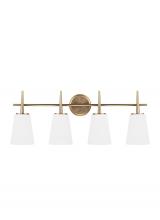 Generation Lighting - Seagull US 4440404EN3-848 - Driscoll contemporary 4-light LED indoor dimmable bath vanity wall sconce in satin brass gold finish