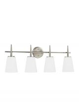 Generation Lighting - Seagull US 4440404EN3-962 - Driscoll contemporary 4-light LED indoor dimmable bath vanity wall sconce in brushed nickel silver f