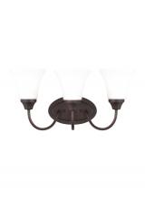 Generation Lighting - Seagull US 44807-710 - Holman traditional 3-light indoor dimmable bath vanity wall sconce in bronze finish with satin etche