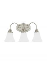 Generation Lighting - Seagull US 44807EN3-962 - Holman traditional 3-light LED indoor dimmable bath vanity wall sconce in brushed nickel silver fini