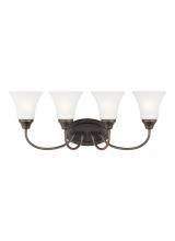 Generation Lighting - Seagull US 44808-710 - Holman traditional 4-light indoor dimmable bath vanity wall sconce in bronze finish with satin etche