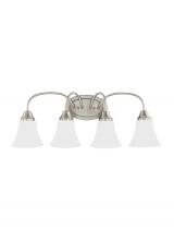Generation Lighting - Seagull US 44808EN3-962 - Holman traditional 4-light LED indoor dimmable bath vanity wall sconce in brushed nickel silver fini