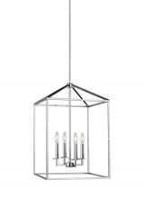 Generation Lighting - Seagull US 5115004EN-05 - Perryton transitional 4-light LED indoor dimmable medium ceiling pendant hanging chandelier light in