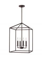 Generation Lighting - Seagull US 5115004EN-710 - Perryton transitional 4-light LED indoor dimmable medium ceiling pendant hanging chandelier light in