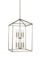 Generation Lighting - Seagull US 5115008-848 - Perryton transitional 8-light indoor dimmable large ceiling pendant hanging chandelier light in sati