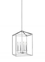 Generation Lighting - Seagull US 5215004-05 - Perryton transitional 4-light indoor dimmable small ceiling pendant hanging chandelier light in chro