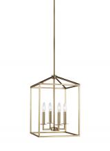Generation Lighting - Seagull US 5215004-848 - Perryton transitional 4-light indoor dimmable small ceiling pendant hanging chandelier light in sati