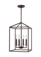 Generation Lighting - Seagull US 5215004EN-710 - Perryton transitional 4-light LED indoor dimmable small ceiling pendant hanging chandelier light in