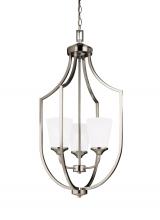 Generation Lighting - Seagull US 5224503-962 - Hanford traditional 3-light indoor dimmable ceiling pendant hanging chandelier pendant light in brus