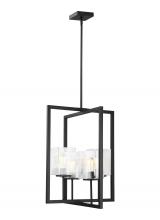 Generation Lighting - Seagull US 5241504-112 - Mitte transitional 4-light indoor dimmable small ceiling pendant hanging chandelier light in midnigh