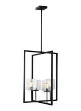 Generation Lighting - Seagull US 5341504-112 - Mitte transitional 4-light indoor dimmable large ceiling pendant hanging chandelier light in midnigh