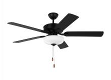 Generation Lighting - Seagull US 5LD52MBKD - Linden 52'' traditional dimmable LED indoor midnight black ceiling fan with light kit and re