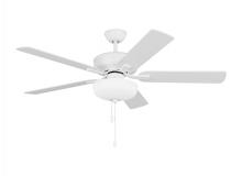 Generation Lighting - Seagull US 5LD52RZWD - Linden 52'' traditional dimmable LED indoor matte white ceiling fan with light kit and rever