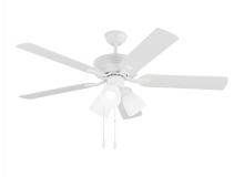 Generation Lighting - Seagull US 5LD52RZWF - Linden 52 Inch Traditional Indoor Matte White LED Dimmable Dual Mount Hugger Ceiling Fan