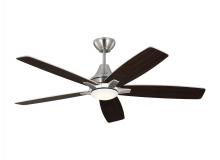 Generation Lighting - Seagull US 5LWDR52BSD - Lowden 52" Dimmable Indoor/Outdoor Integrated LED Brushed Steel Ceiling Fan with Light Kit, Remo