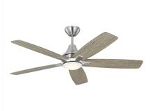 Generation Lighting - Seagull US 5LWDR52BSLGD - Lowden 52" Dimmable Indoor/Outdoor Integrated LED Brushed Steel Ceiling Fan with Light Kit, Remo