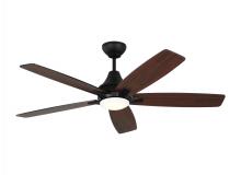 Generation Lighting - Seagull US 5LWDR52MBKD - Lowden 52" Dimmable Indoor/Outdoor Integrated LED Black Ceiling Fan with Light Kit, Remote Contr