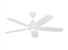 Generation Lighting - Seagull US 5LWDR52RZWD - Lowden 52" Dimmable Indoor/Outdoor Integrated LED White Ceiling Fan with Light Kit, Remote Contr