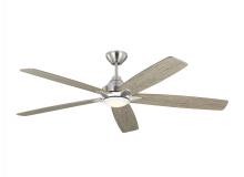 Generation Lighting - Seagull US 5LWDSM60BSLGD - Lowden 60" Dimmable Indoor/Outdoor Integrated LED Brushed Steel Ceiling Fan with Light Kit
