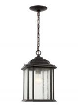 Generation Lighting - Seagull US 60031-746 - Kent traditional 1-light outdoor exterior ceiling hanging pendant in oxford bronze finish with clear