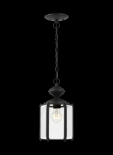 Generation Lighting - Seagull US 6008-12 - Classico traditional 1-light outdoor exterior semi-flush convertible ceiling pendant in black finish