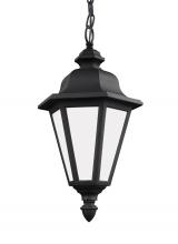 Generation Lighting - Seagull US 69025-12 - Brentwood traditional 1-light outdoor exterior ceiling hanging pendant in black finish with smooth w