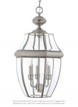 Generation Lighting - Seagull US 6039-965 - Lancaster traditional 3-light outdoor exterior pendant in antique brushed nickel silver finish with