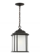 Generation Lighting - Seagull US 60531-746 - Kent traditional 1-light outdoor exterior ceiling hanging pendant in oxford bronze finish with satin