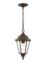Generation Lighting - Seagull US 60938-71 - Bakersville traditional 1-light outdoor exterior pendant in antique bronze finish with clear beveled