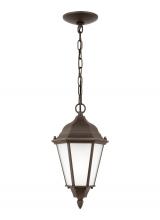 Generation Lighting - Seagull US 60941-71 - Bakersville traditional 1-light outdoor exterior pendant in antique bronze finish with satin etched