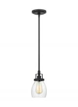 Generation Lighting - Seagull US 6114501-112 - Belton transitional 1-light indoor dimmable ceiling hanging single pendant light in midnight black f
