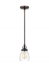 Generation Lighting - Seagull US 6114501-710 - Belton transitional 1-light indoor dimmable ceiling hanging single pendant light in bronze finish wi