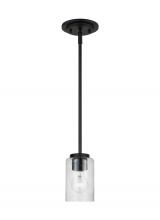 Generation Lighting - Seagull US 61170-112 - Oslo indoor dimmable 1-light mini pendant in a midnight black finish with a clear seeded glass shade
