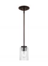 Generation Lighting - Seagull US 61170-710 - Oslo indoor dimmable 1-light mini pendant in a bronze finish with a clear seeded glass shade