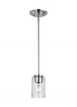 Generation Lighting - Seagull US 61170-962 - Oslo indoor dimmable 1-light mini pendant in a brushed nickel finish with a clear seeded glass shade