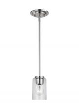 Generation Lighting - Seagull US 61170-962 - Oslo indoor dimmable 1-light mini pendant in a brushed nickel finish with a clear seeded glass shade