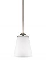 Generation Lighting - Seagull US 6124501-962 - Hanford traditional 1-light indoor dimmable ceiling hanging single pendant light in brushed nickel s