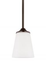 Generation Lighting - Seagull US 6124501EN3-710 - Hanford traditional 1-light LED indoor dimmable ceiling hanging single pendant light in bronze finis