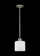 Generation Lighting - Seagull US 6128801-962 - Canfield modern 1-light indoor dimmable ceiling hanging single pendant light in brushed nickel silve