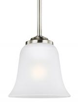 Generation Lighting - Seagull US 6139001-962 - Emmons traditional 1-light indoor dimmable ceiling hanging single pendant light in brushed nickel si