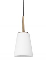 Generation Lighting - Seagull US 6140401-848 - Driscoll contemporary 1-light indoor dimmable ceiling hanging single pendant light in satin brass go