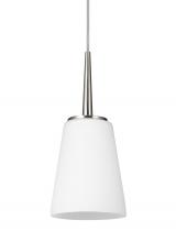 Generation Lighting - Seagull US 6140401-962 - Driscoll contemporary 1-light indoor dimmable ceiling hanging single pendant light in brushed nickel