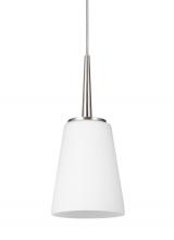 Generation Lighting - Seagull US 6140401EN3-962 - Driscoll contemporary 1-light LED indoor dimmable ceiling hanging single pendant light in brushed ni