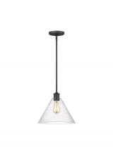 Generation Lighting - Seagull US 6227801-112 - Belton transitional 1-light indoor dimmable ceiling hanging single pendant light in midnight black f