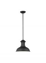 Generation Lighting - Seagull US 6247701-12 - Fredricksburg traditional 1-light outdoor exterior Dark Sky compliant ceiling hanging pendant in bla