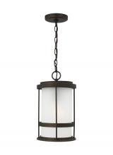 Generation Lighting - Seagull US 6290901-71 - Wilburn modern 1-light outdoor exterior ceiling hanging pendant lantern in antique bronze finish wit