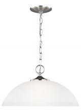 Generation Lighting - Seagull US 6516501EN3-962 - Geary transitional 1-light LED indoor dimmable ceiling hanging single pendant light in brushed nicke
