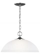 Generation Lighting - Seagull US 6516501EN3-05 - Geary transitional 1-light LED indoor dimmable ceiling hanging single pendant light in chrome silver
